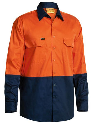 BISLEY LS Cool Lite Weight Shirt Orange/Navy
