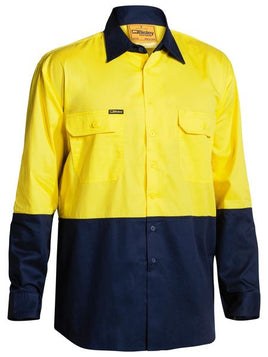 BISLEY LS Cool Lite Weight Shirt Yellow/Navy