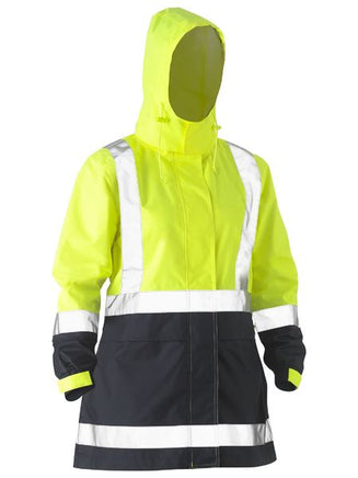BISLEY Womens Hi Vis Rain Shell Jacket Yellow