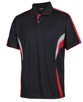 PODIUM Cool SS Polo Gunmetal Red White