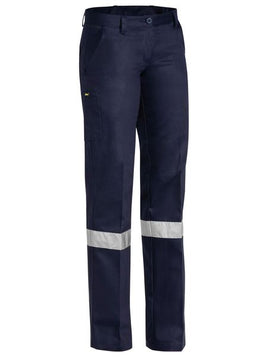 BISLEY Womens Taped Original Drill Work Pants Navy