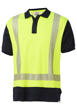 DANEUNDER Hi Vis Polo Segmented Yellow Navy