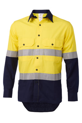 DANEUNDER Mens LS Shirt Yellow/Navy