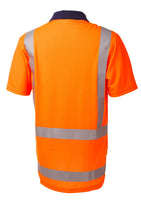 Back view of Daneunder TTMC Short Sleeve Hi Vis Cotton Back Polo Shirt