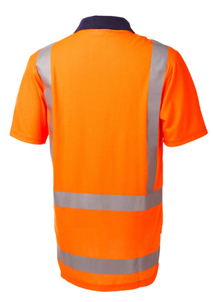 Back view of Daneunder TTMC Short Sleeve Hi Vis Cotton Back Polo Shirt