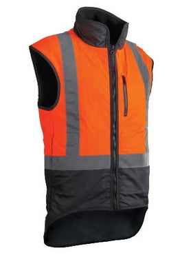 STYX MILL Oilskin Orange Fur Lined Vest