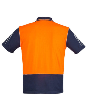 SYZMIK Zone Mens Polo Orange/Navy