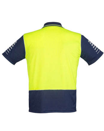 SYZMIK Zone Mens Polo Yellow/Navy