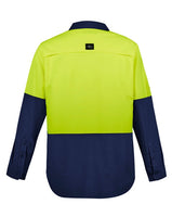 SYZMIK Essential LS HI Vis Shirt Yellow Navy