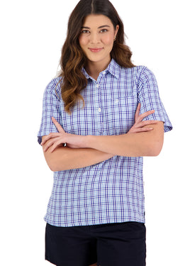 SWANNDRI Womens Tasman Shirt Navy Sky Check